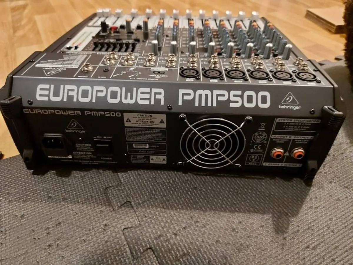 Behringer PMP500 mixer and 2x Behringer B215XL Eurolive speakers for sale - Image 4
