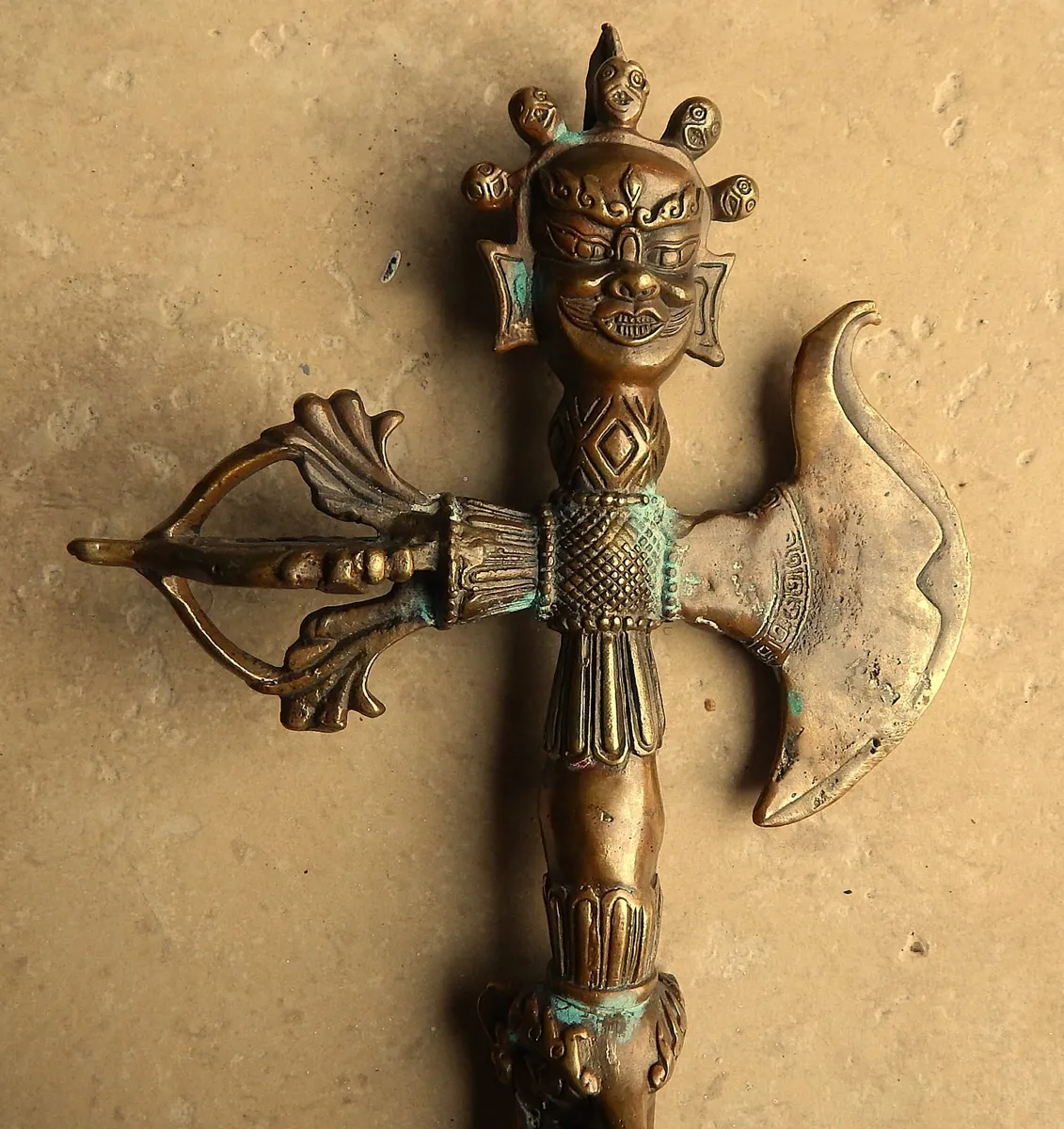 Small Vintage Bronze Tibetan Ritual Axe - Image 3