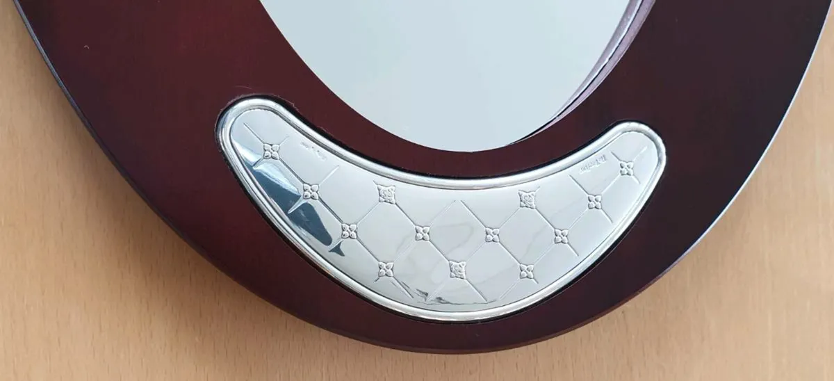 Serving Salver, Wood, Glass with Silver Trim - Image 3