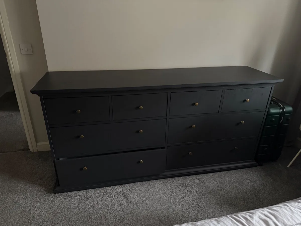 Large 8-Drawer Dresser with Matching Bedside Table - Image 1