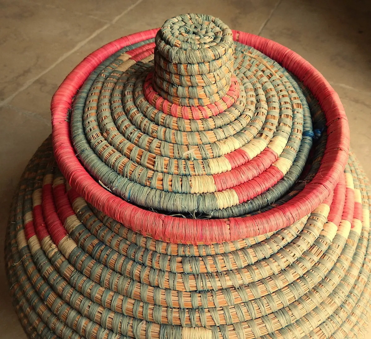 Handcrafted Woven Natural Fibre Storage Basket - Image 3