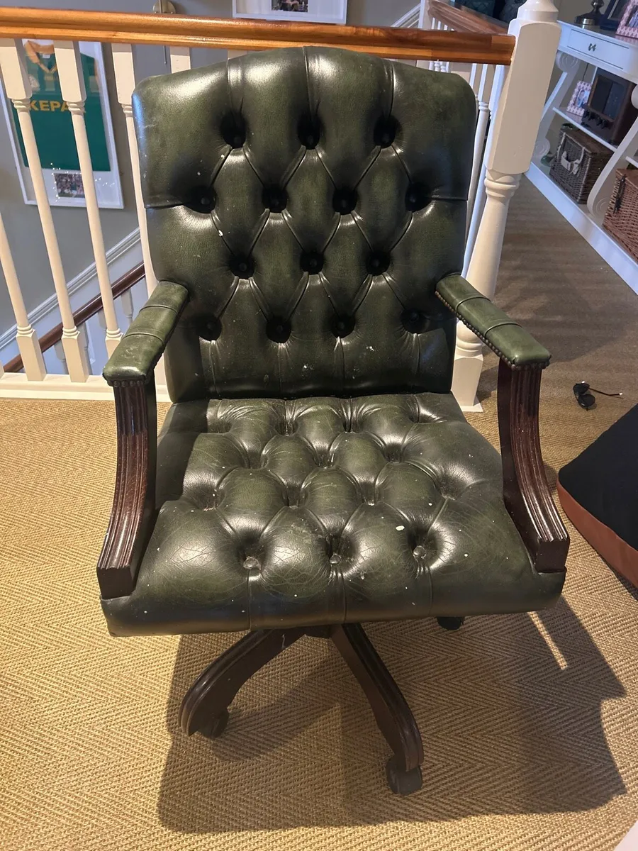 Antique leather office chair - Image 1