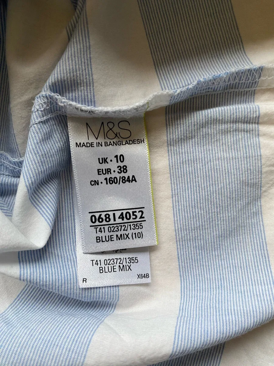 M&S Blue and White Stripe Cotton Shirt - Image 3
