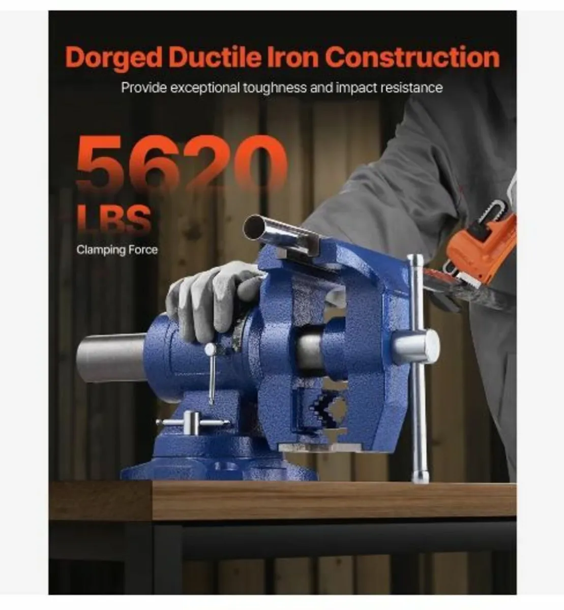 Heavy Duty Bench Vise, 165 mm / 6.5" Jaw Width - Image 3