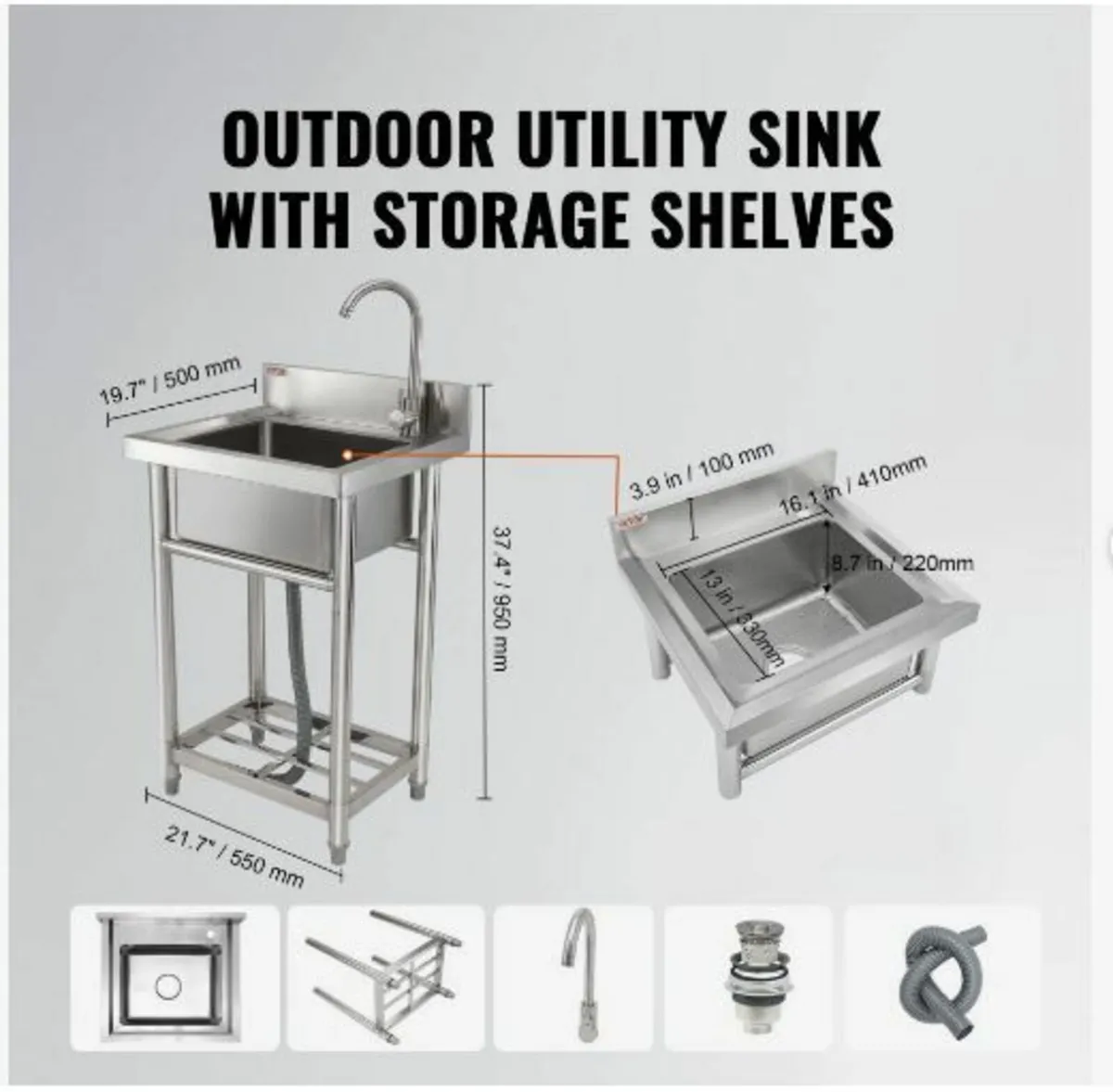 Stainless Steel Utility Sink - Image 4
