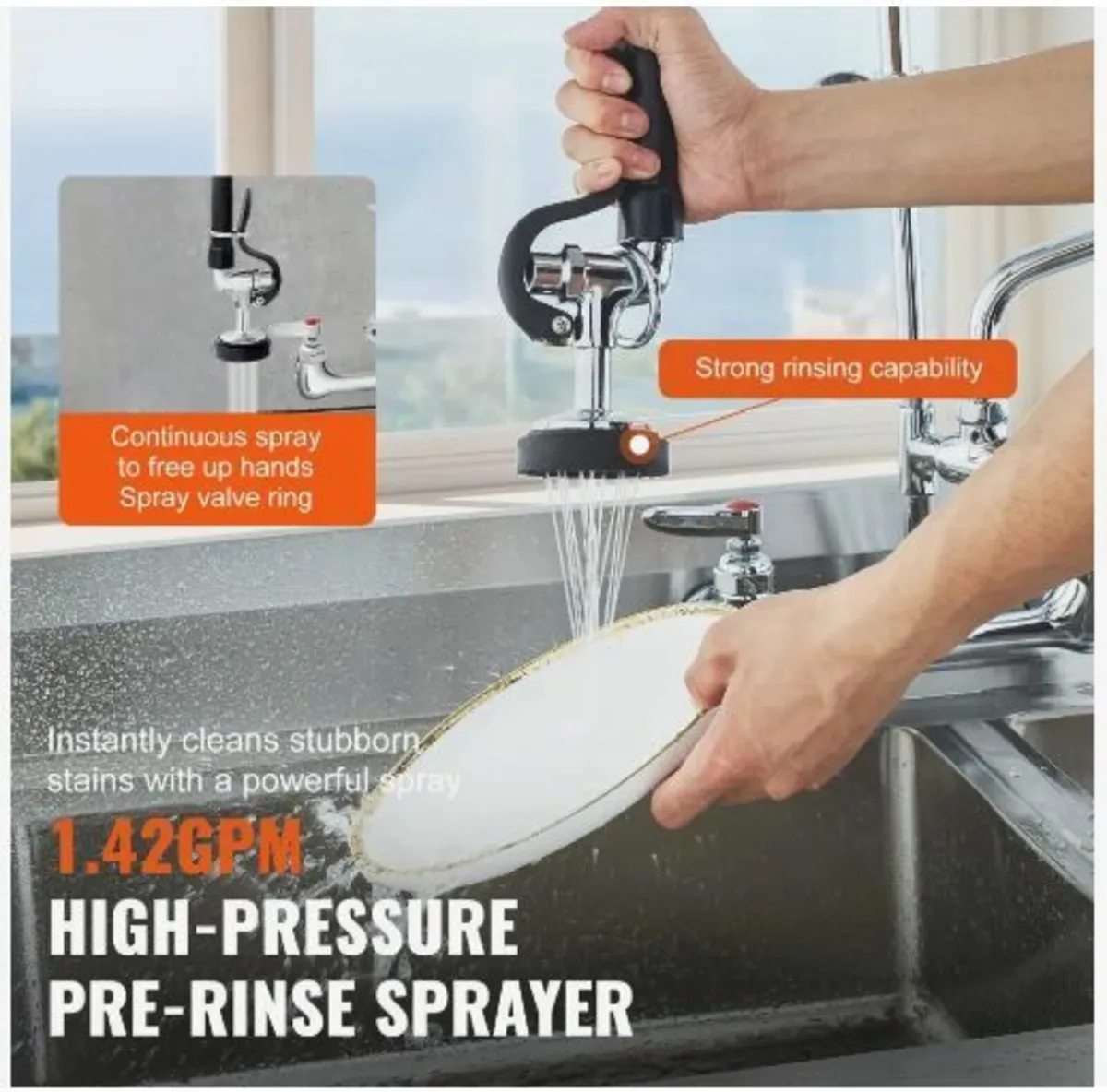 Commercial Faucet with Pre-Rinse Sprayer - Image 2
