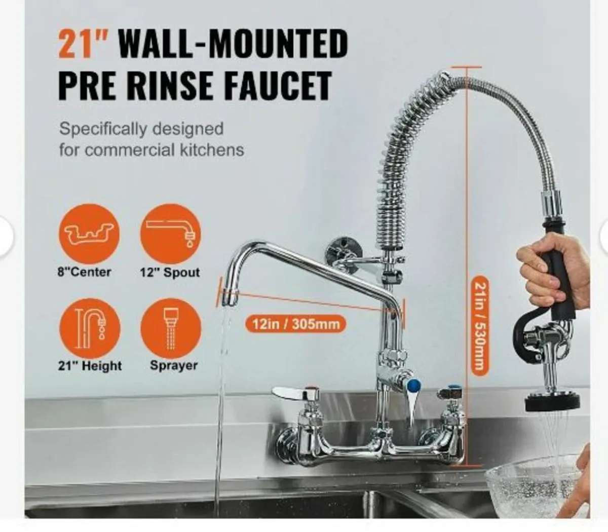 Commercial Faucet with Pre-Rinse Sprayer - Image 3
