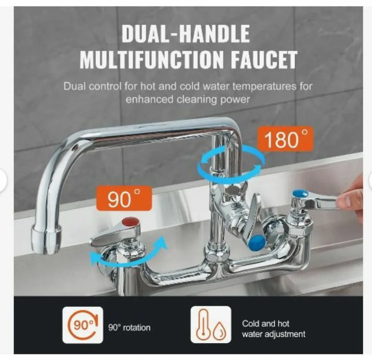 Commercial Faucet with Pre-Rinse Sprayer - Image 4