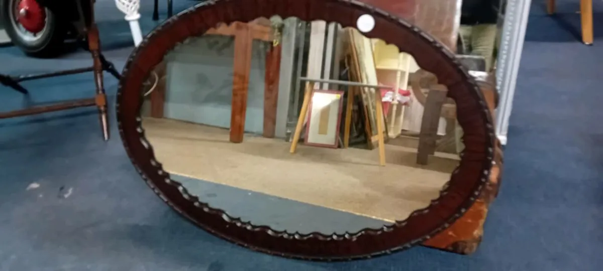 Large Antique Mahogany Wall Mirror - Image 1