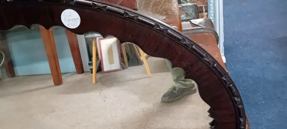 Large Antique Mahogany Wall Mirror - Image 2
