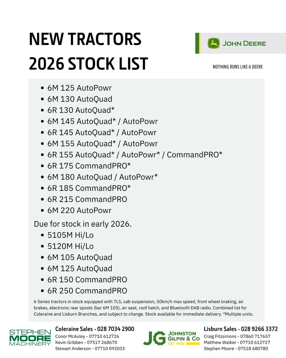 NEW TRACTORS STOCK LIST