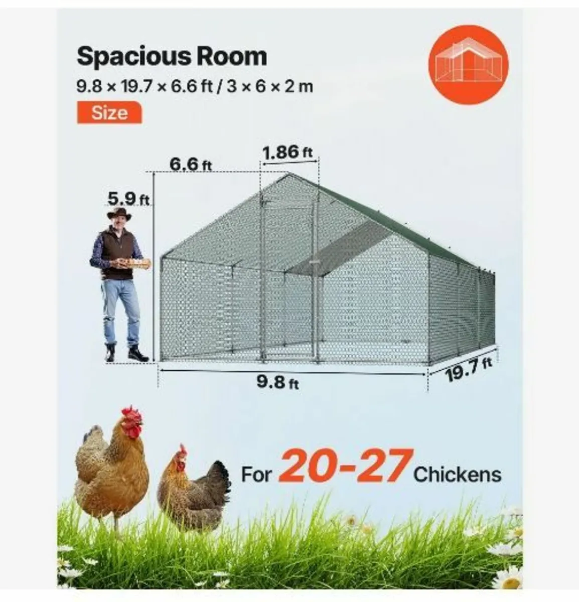 Metal Chicken Coop, 9.8x19.6x6.5 ft - Image 2
