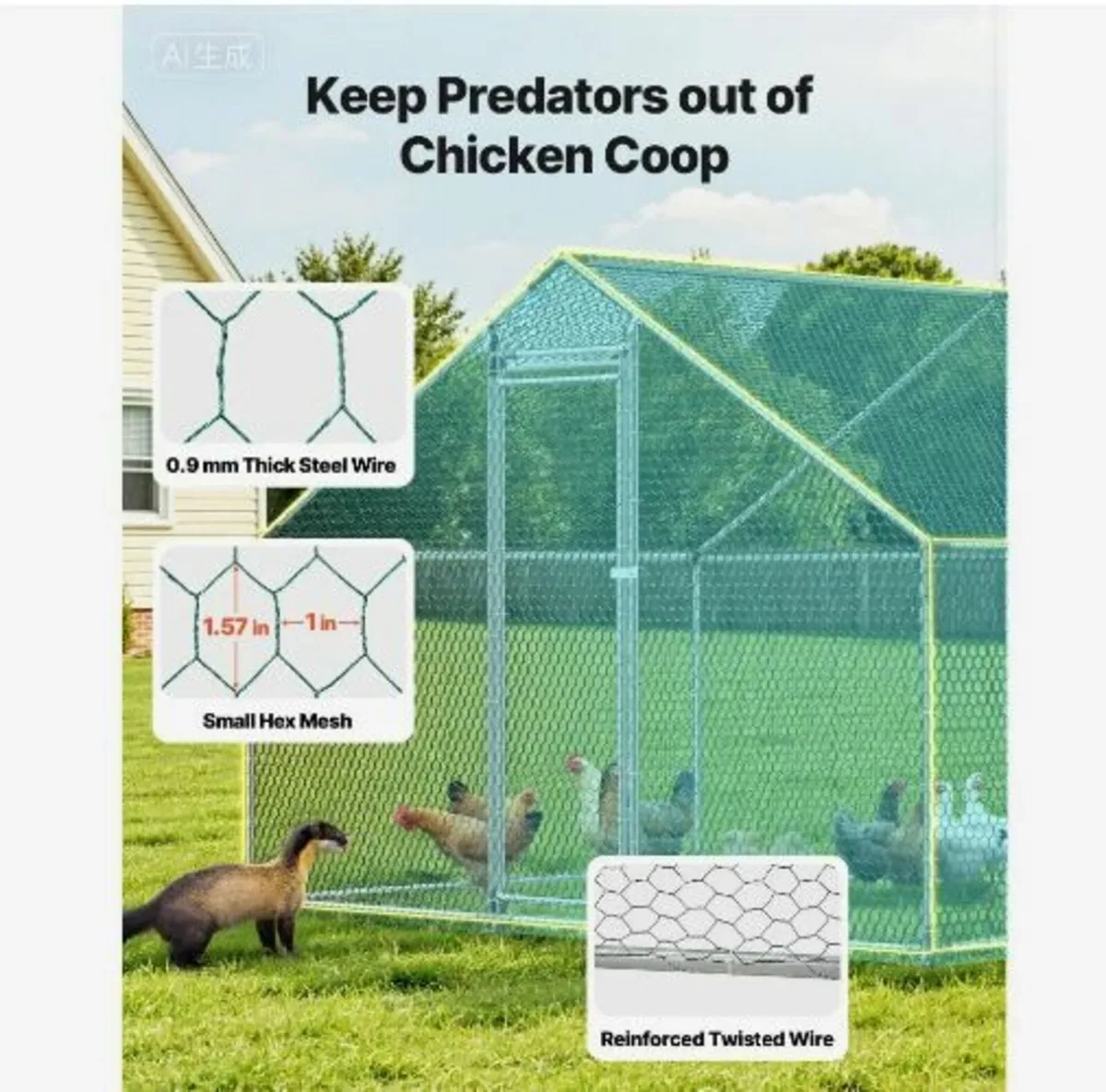 Metal Chicken Coop, 9.8x19.6x6.5 ft - Image 4