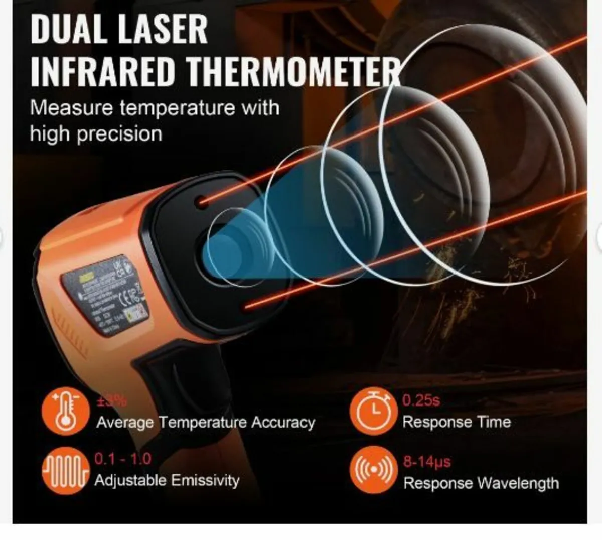 Infrared Thermometer, -40~2732°F Dual Laser - Image 3