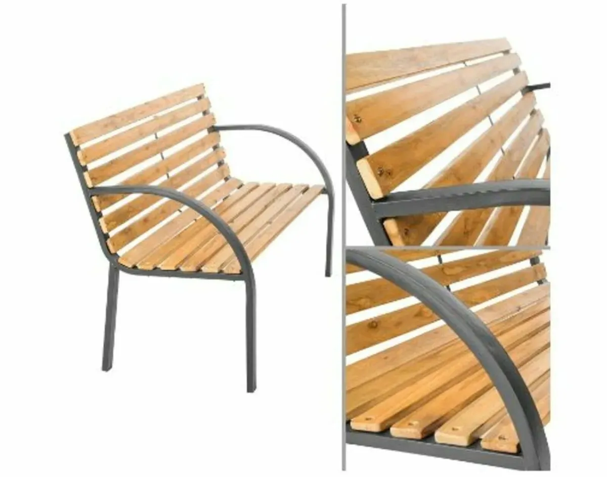 Weatherproof Wooden Garden Bench Chair - Image 3
