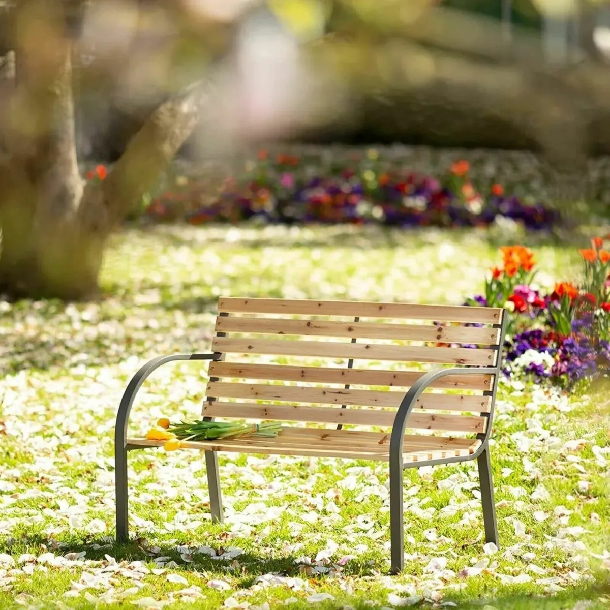 Weatherproof Wooden Garden Bench Chair - Image 4