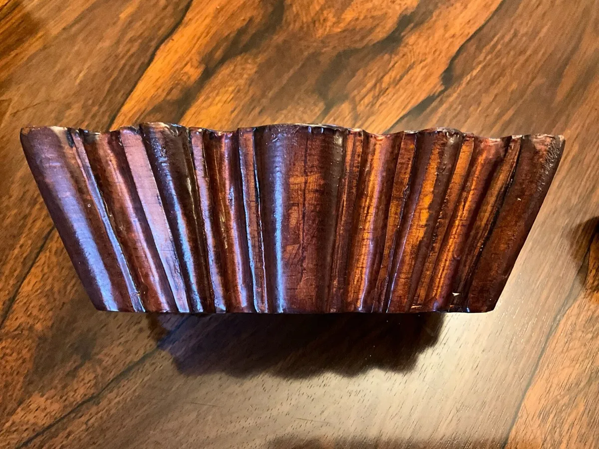Treen Carved Bowl & Carved Hardwood Candleholders - Image 2