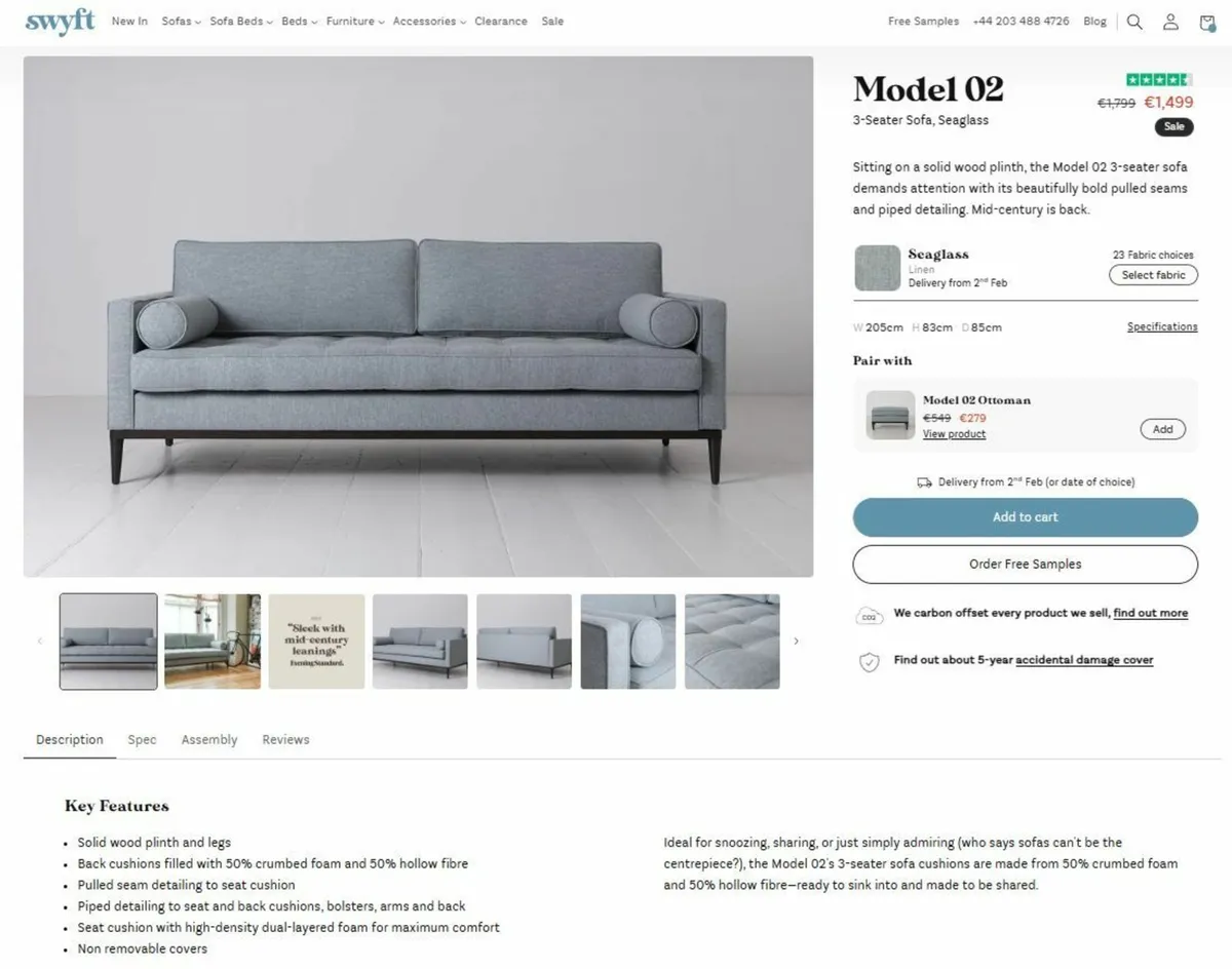 3 Seater Couch - SWYFT model - Ex Show house - Image 4