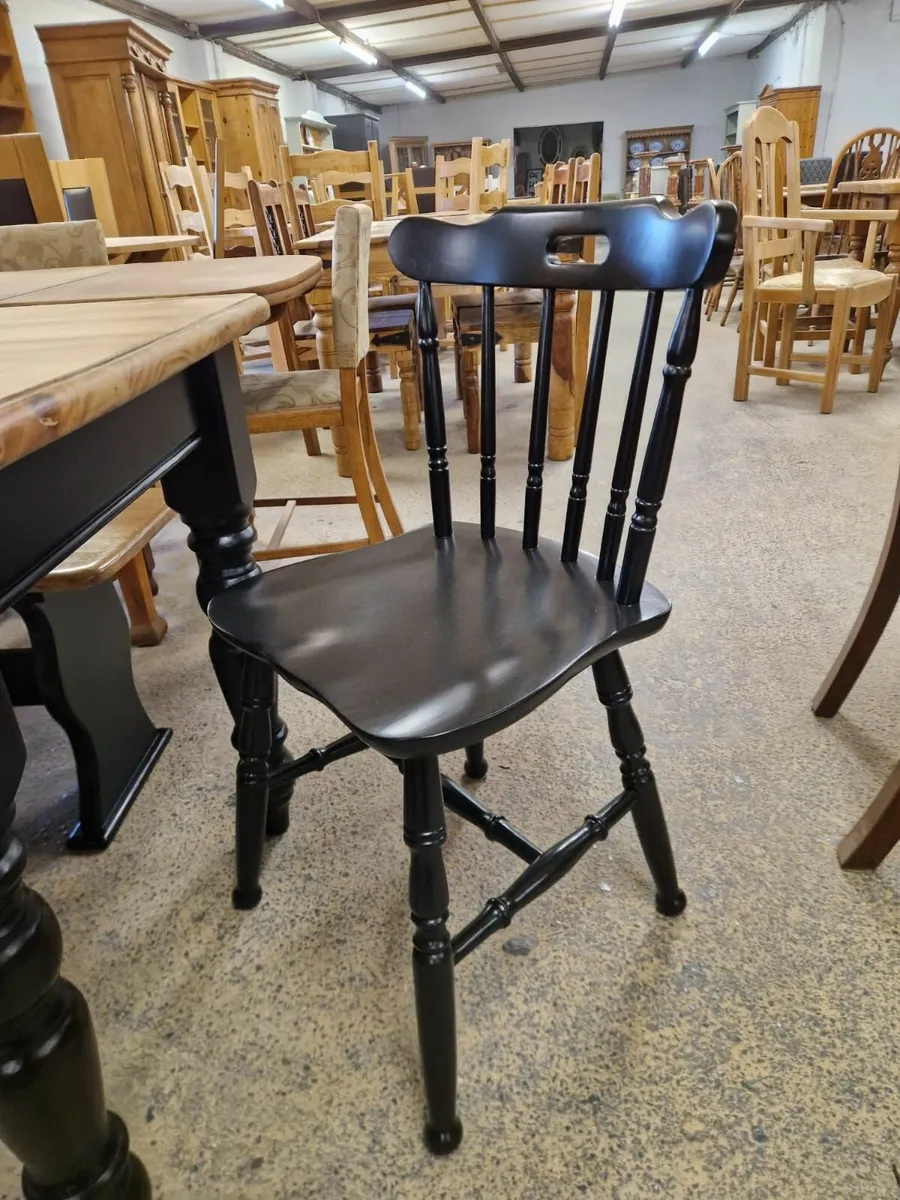 Vintage farmhouse table, 4 chairs, bench - Image 3