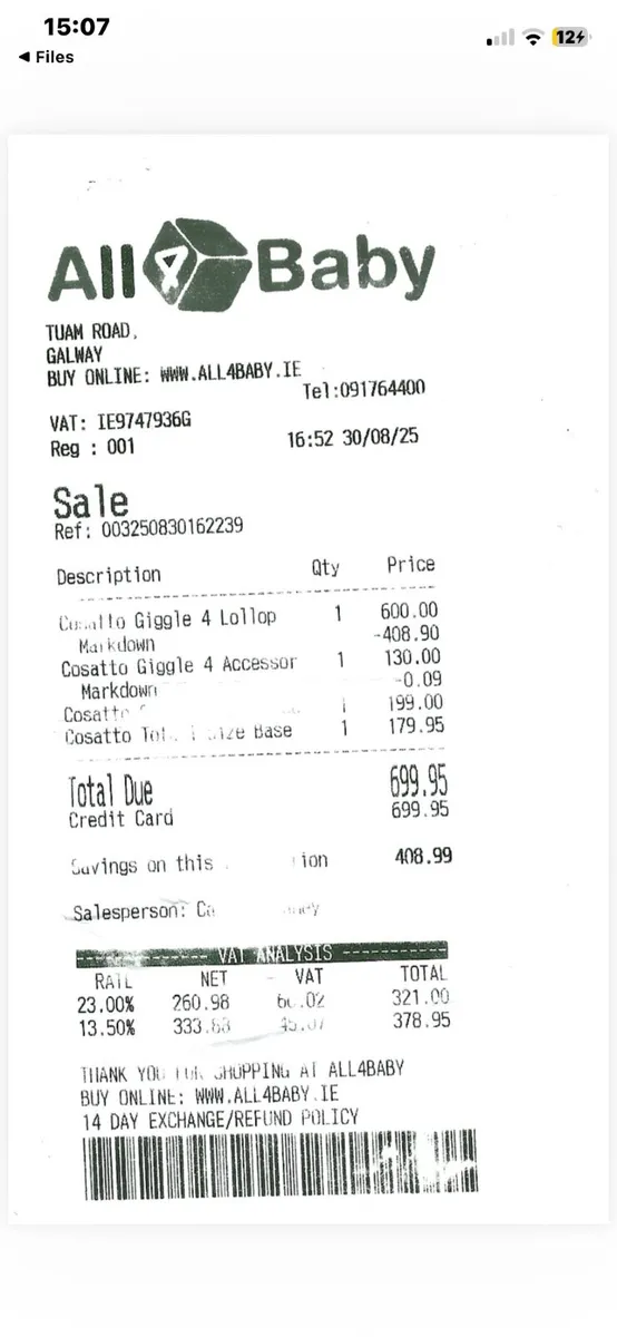 Cosatto Giggle 4 Pram travel system  unwanted Gift - Image 3