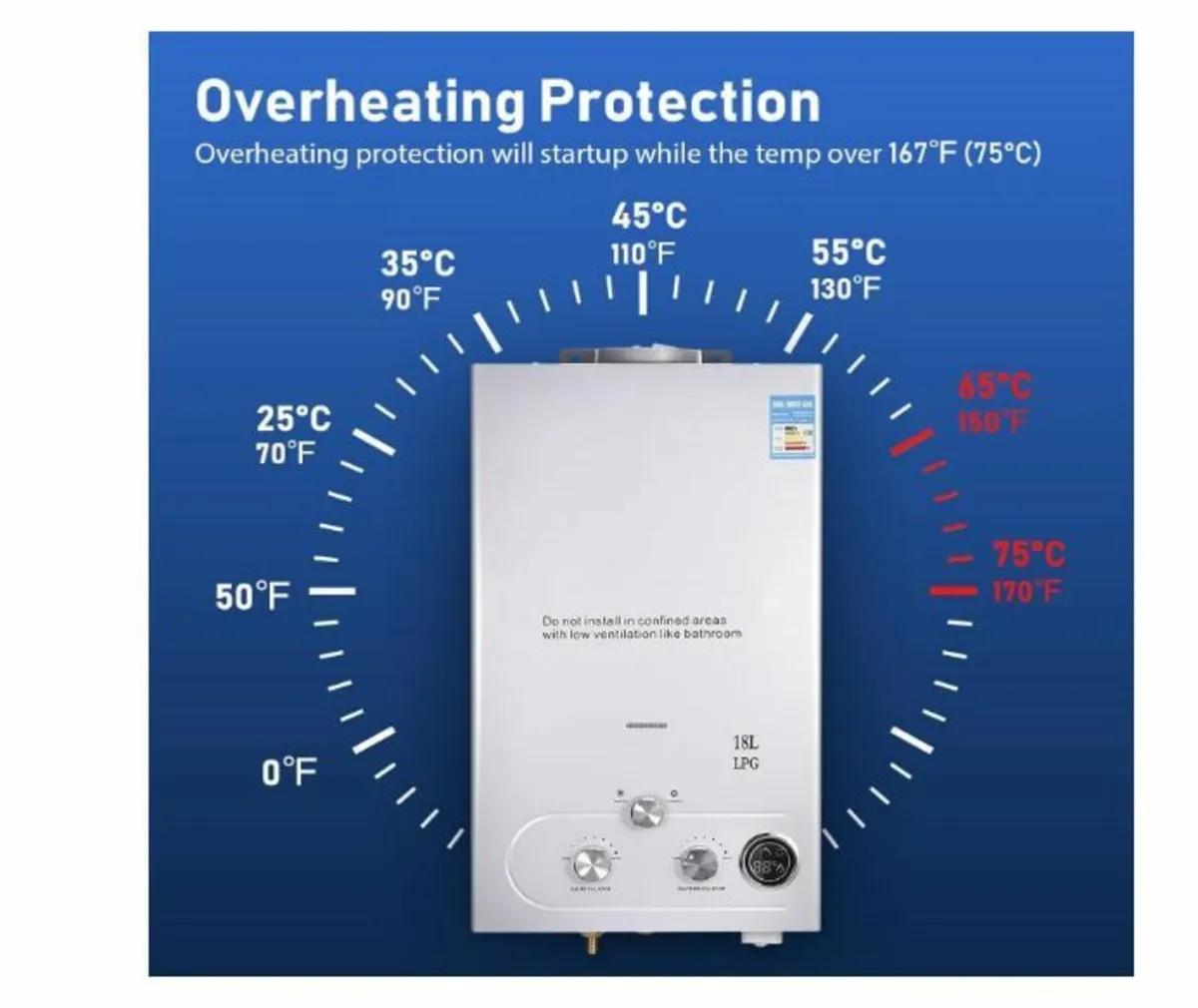 18L Propane Gas Water Heater, 36KW - Image 4
