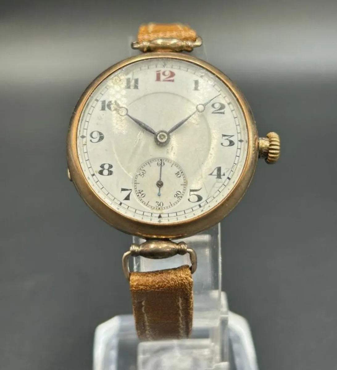 Rare 1918 RAF Military Trench Watch – 9ct Gold - Image 1