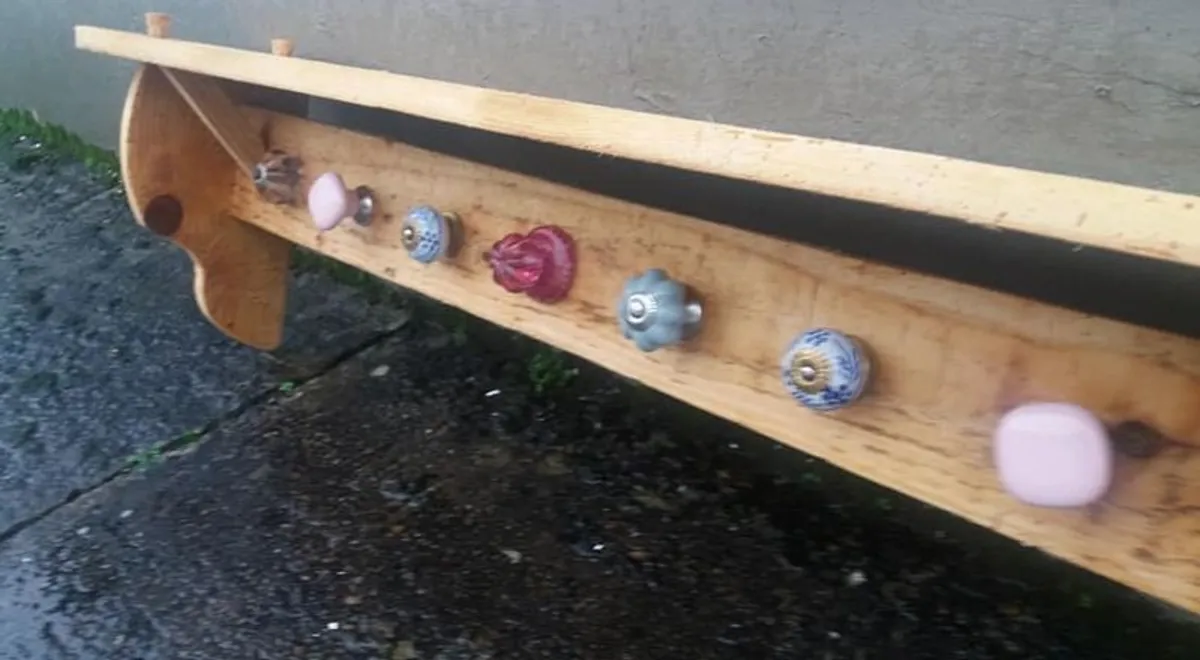 Rustic Floating Shelf / Coat & Hat Rack - Image 4