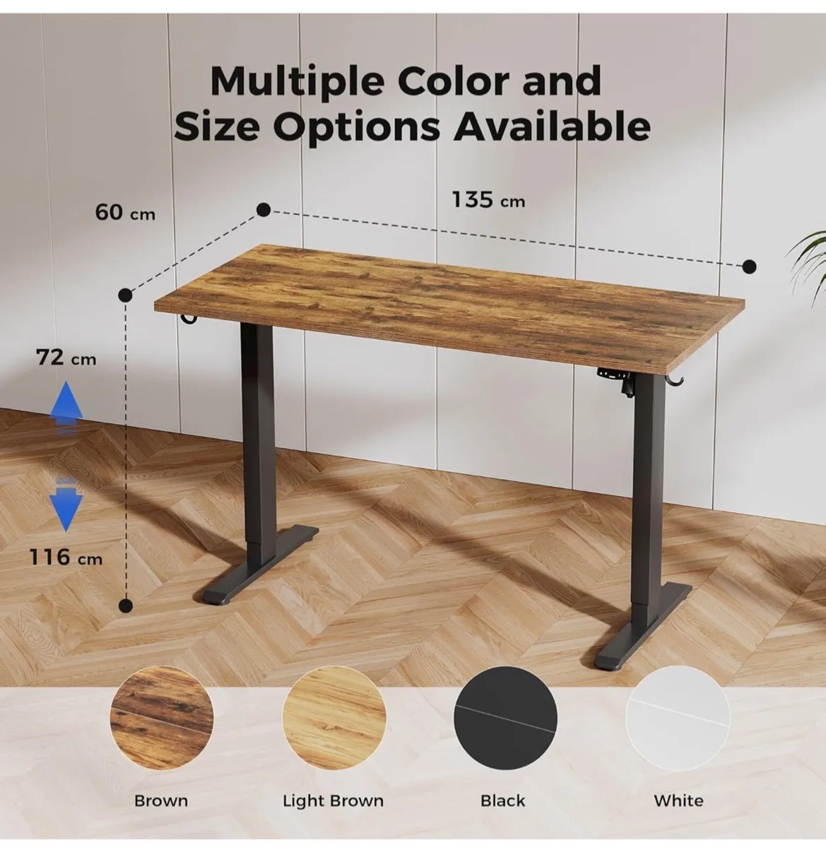 Electric Standing Desk, 135 x 60 cm Height Adjusta - Image 1