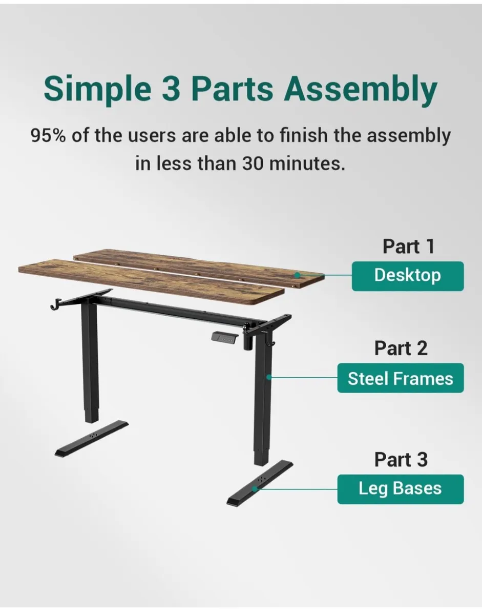 Electric Standing Desk 100 X 60 cm Heigh Adjustabl - Image 3