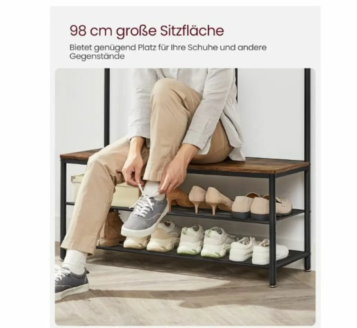 Coat Rack with Hooks Mirror - Image 2