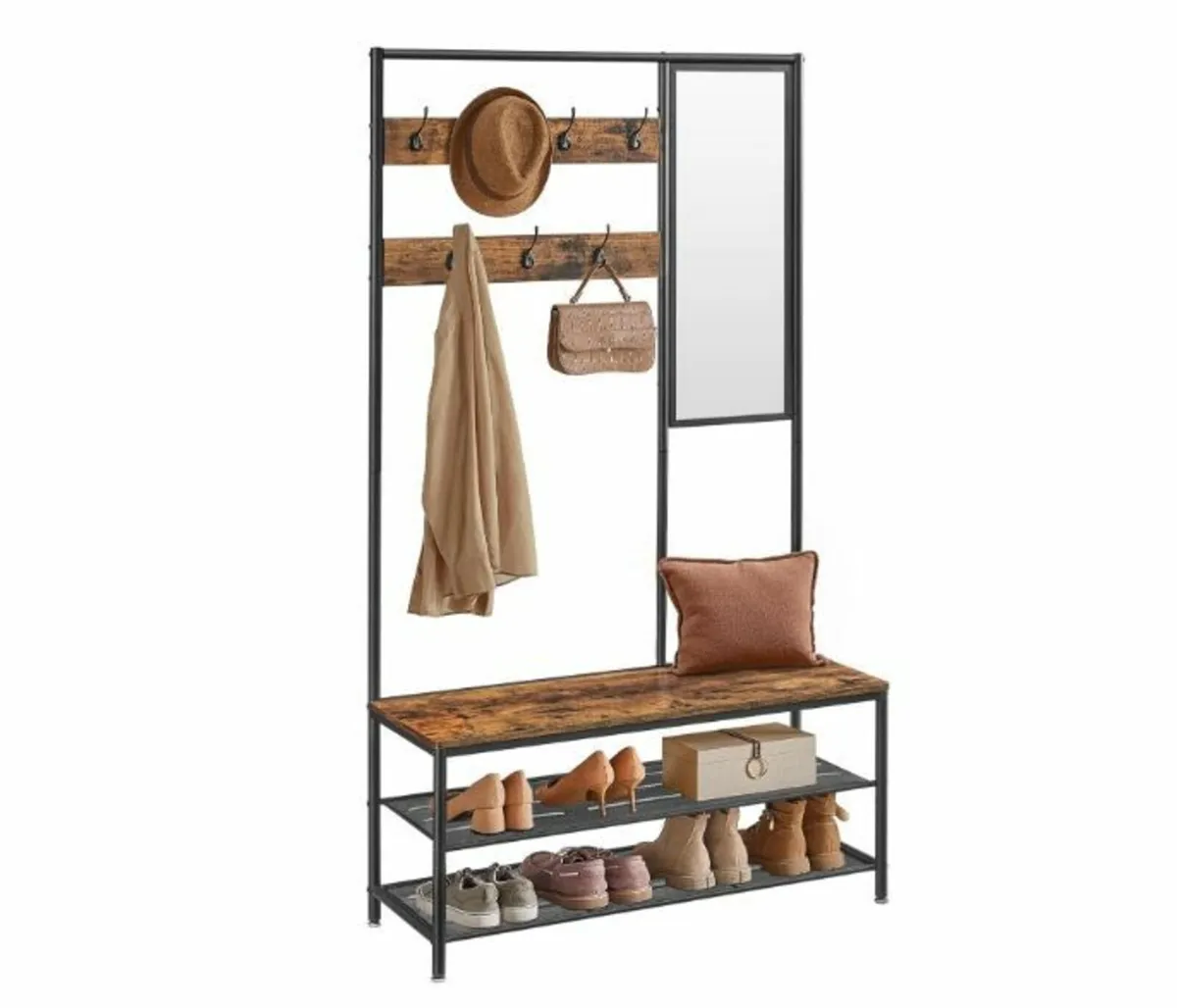 Coat Rack with Hooks Mirror - Image 1
