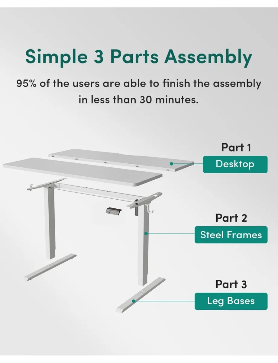 Electric Standing Desk 100 X 60 cm Heigh Adjustabl - Image 3