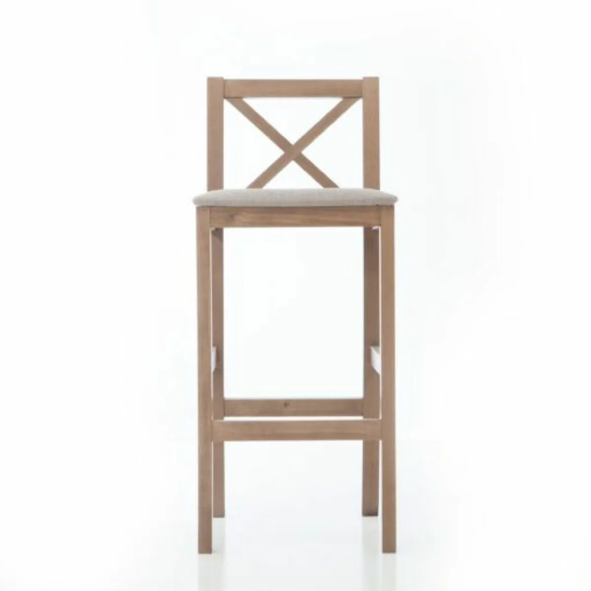 Cross-Back Bar Stool with Upholstered Seat 99cm - Image 3