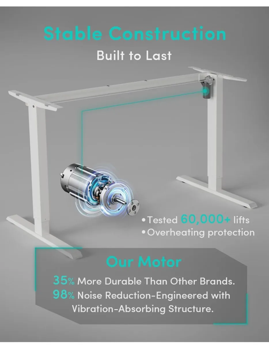 Electric Standing Desk 100 X 60 cm Heigh Adjustabl - Image 3