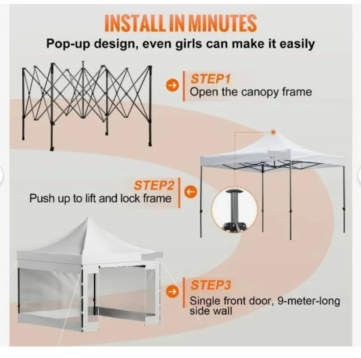 304.8 x 304.8 cm Pop Up Canopy Tent - Image 4