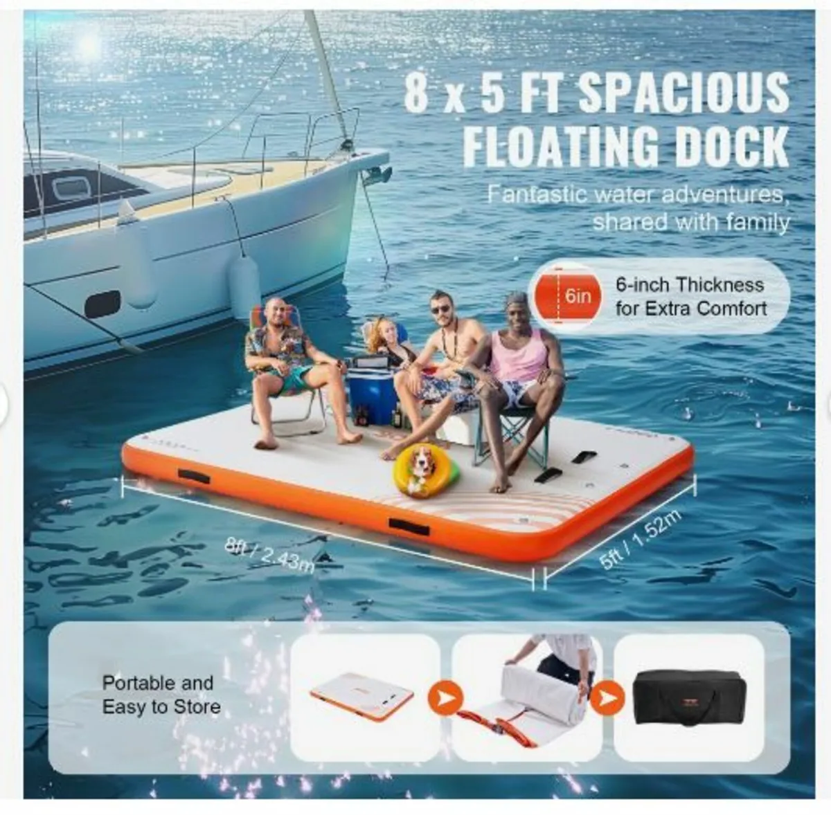 Inflatable Floating Dock, 8 x 5FT Inflatable - Image 3