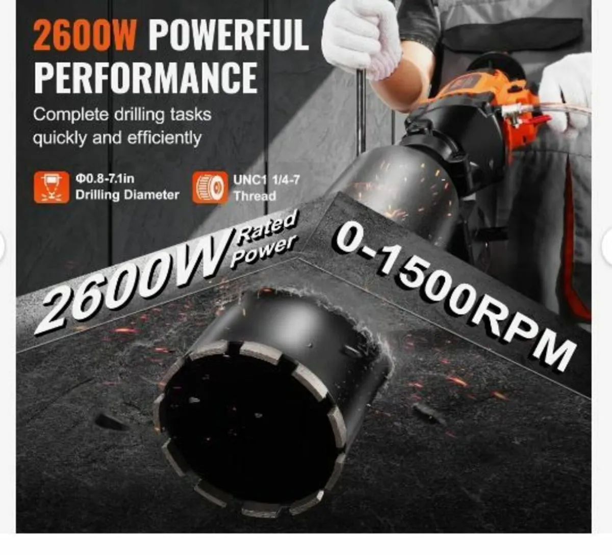 Core Drill Machine 2.03-18 cm Dia 2600W - Image 3