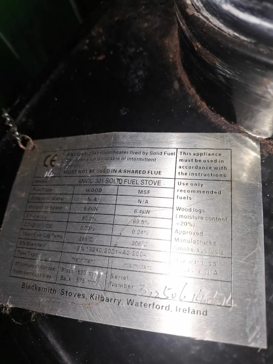 Solid Fuel Stove  made by Blacksmith  of Waterford - Image 2