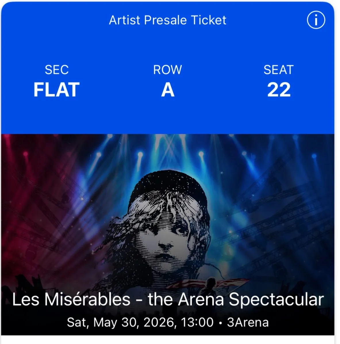 FRONT ROW: Les Miserables, 3 Arena, 20 May