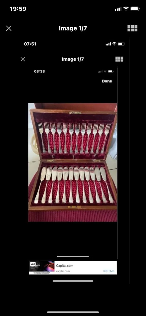 Antique 24 Piece Boxed Fish Set - Image 1
