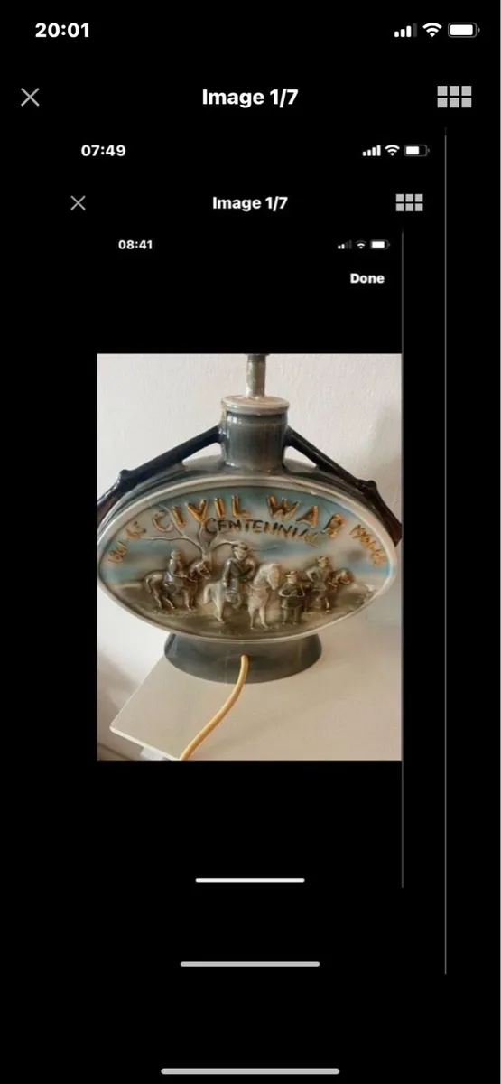 Vintage US Civil War Ceramic Decanter Lamp - Image 1