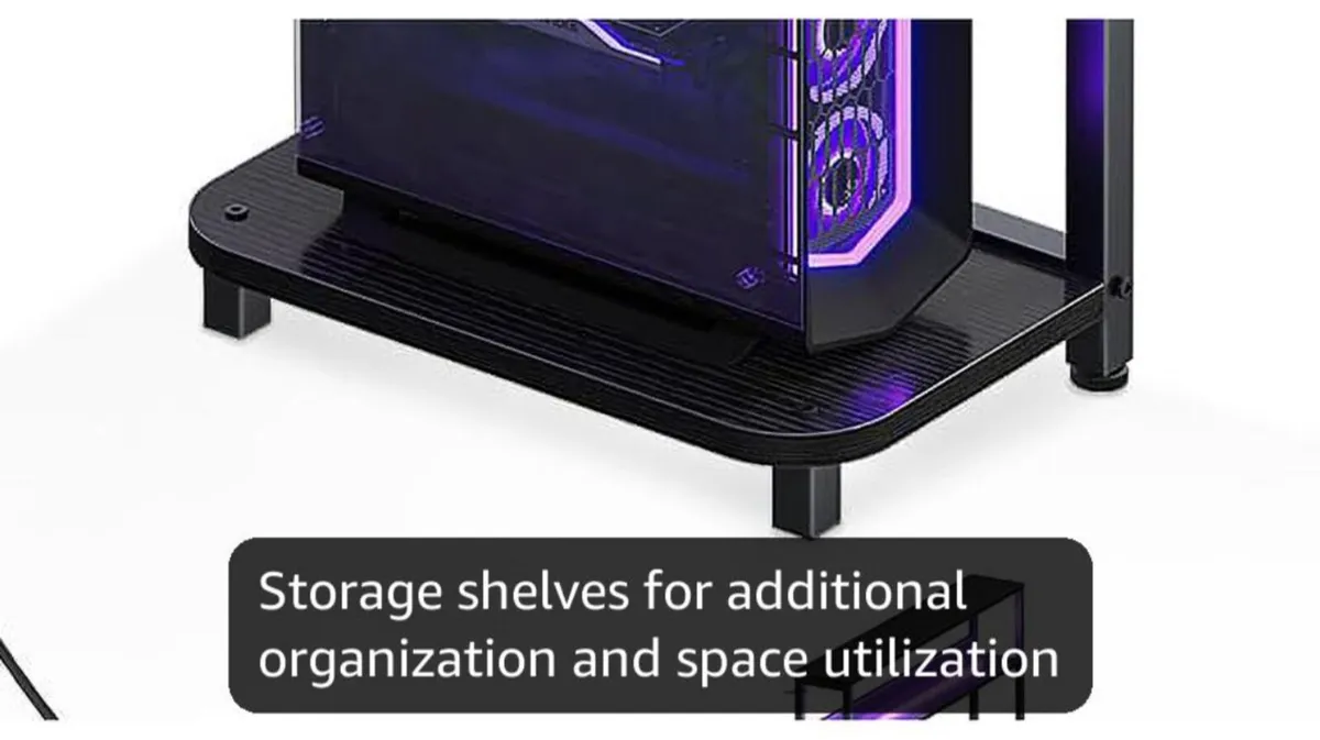 L Shaped Gaming Desk with LED Lights & Power Outle - Image 3