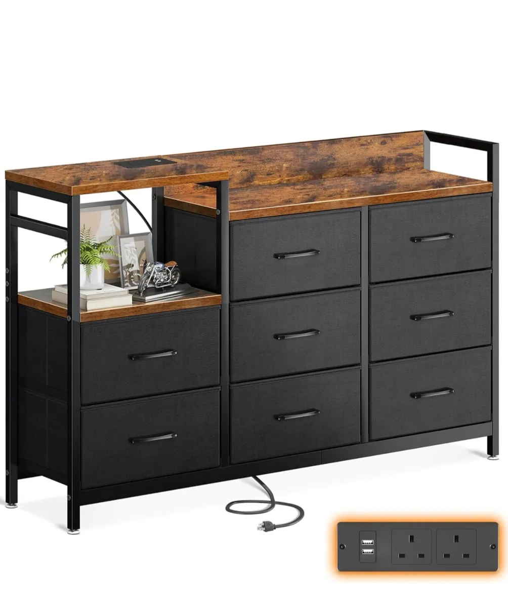 Chest of Drawers Bedroom, Contains 2 USB & 2 AC Po - Image 1