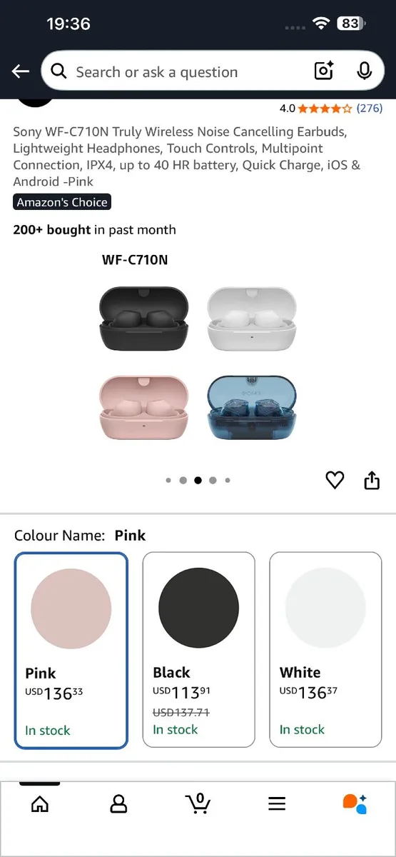 Sony WF-C710N Noise Cancelling Earbuds - Image 1