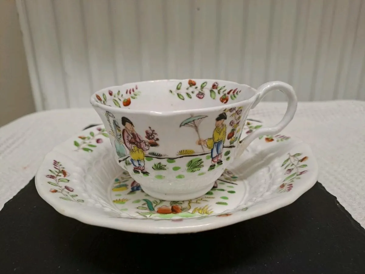 Early 19th C. Tea Cup & Saucer Attributed Hilditch - Image 1