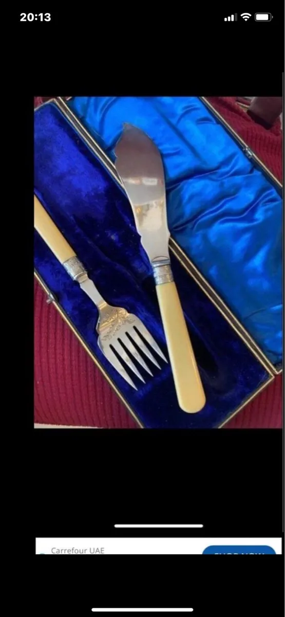 Antique Bone Handle  Fish  Server Set - Image 4