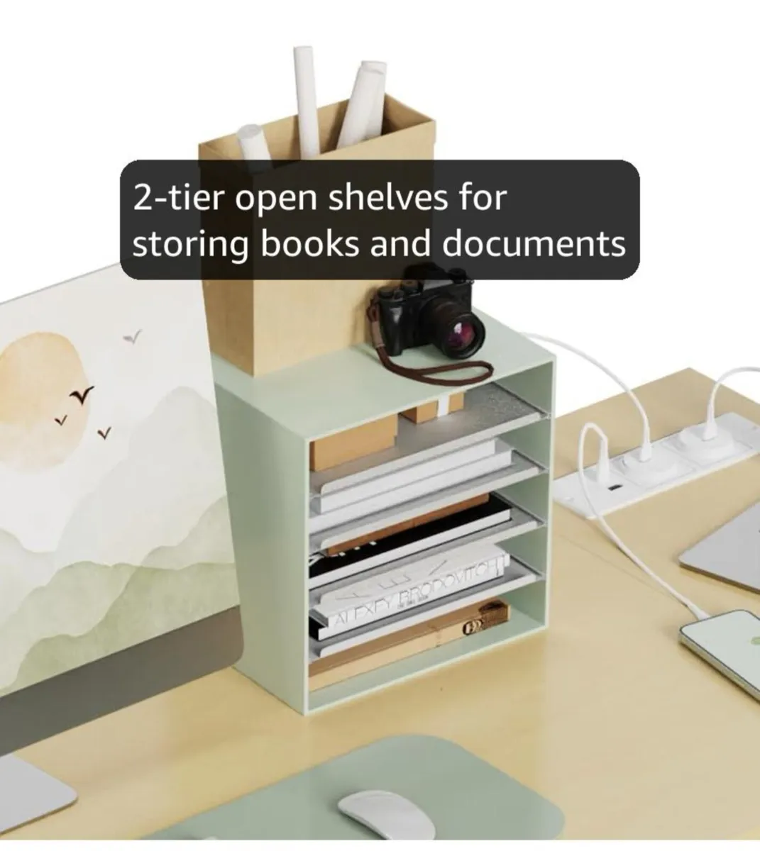 L Shaped Desk with Power Outlets  100x70 cm - Image 2