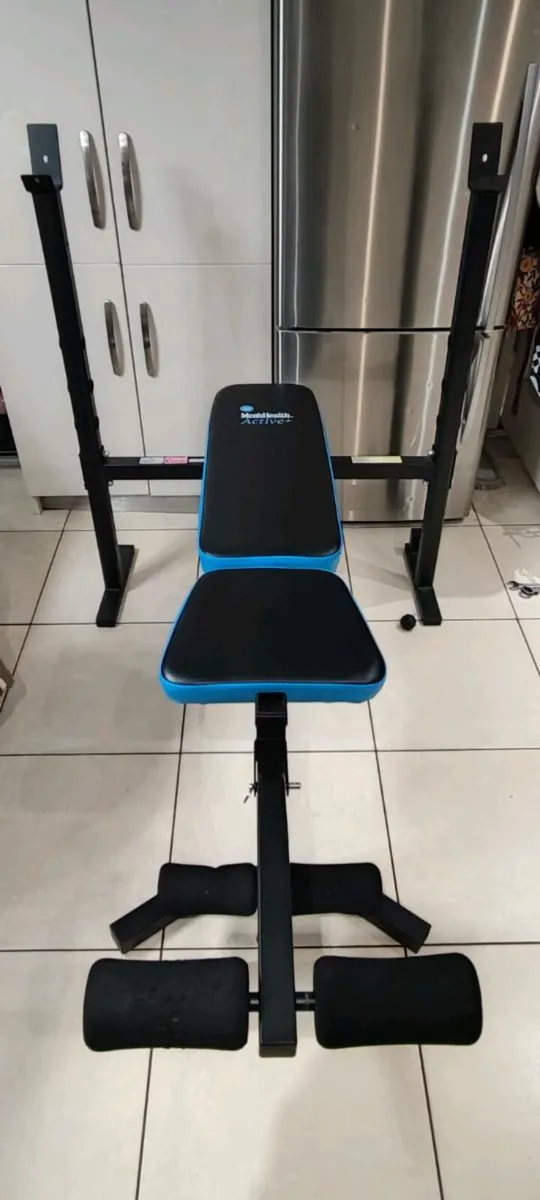 WEIGHT BENCH 50 KG WEIGHT SET BARBELL DUMBBELLS - Image 2