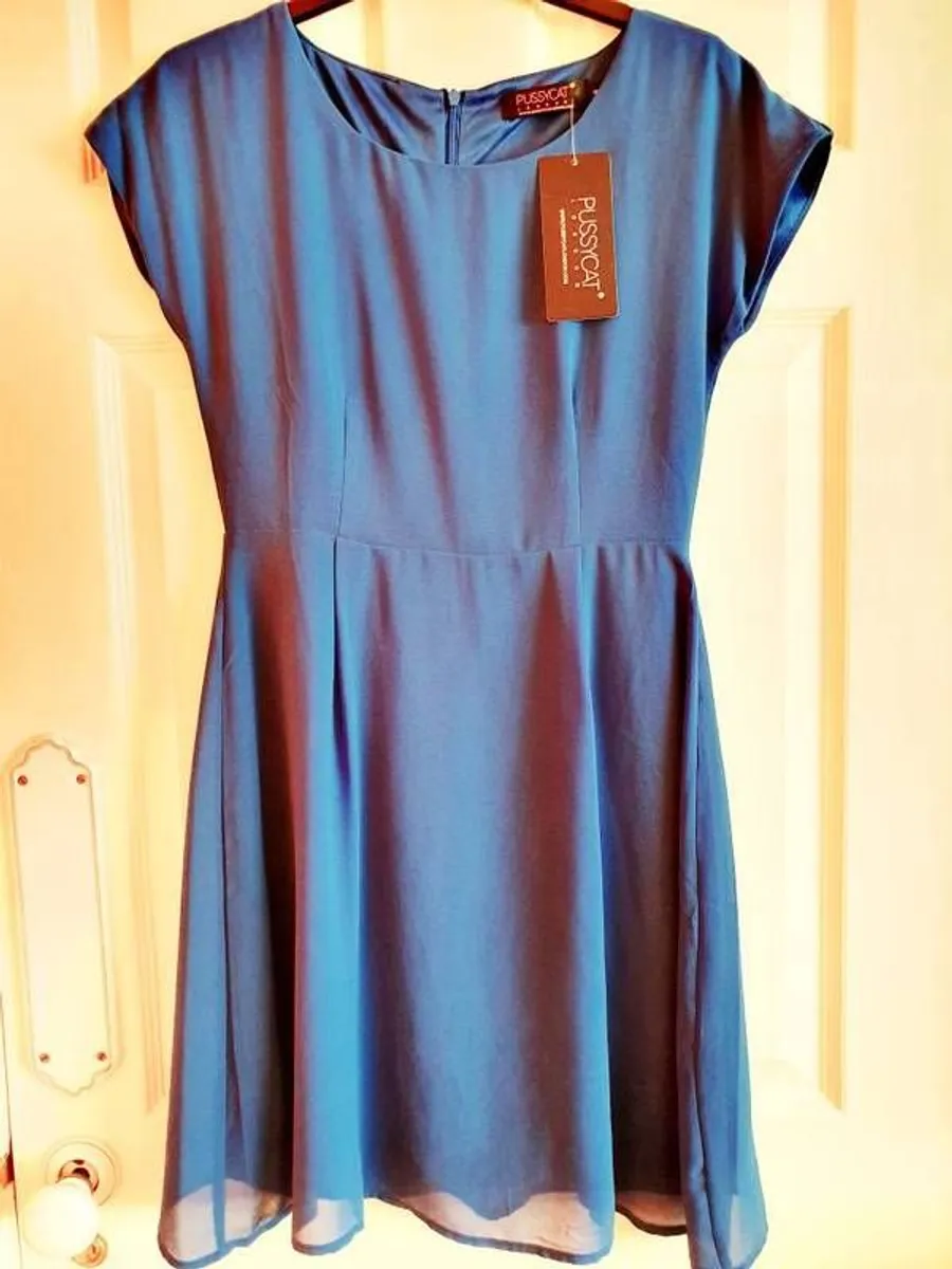 Blue chiffon dress, size 8 - Image 1