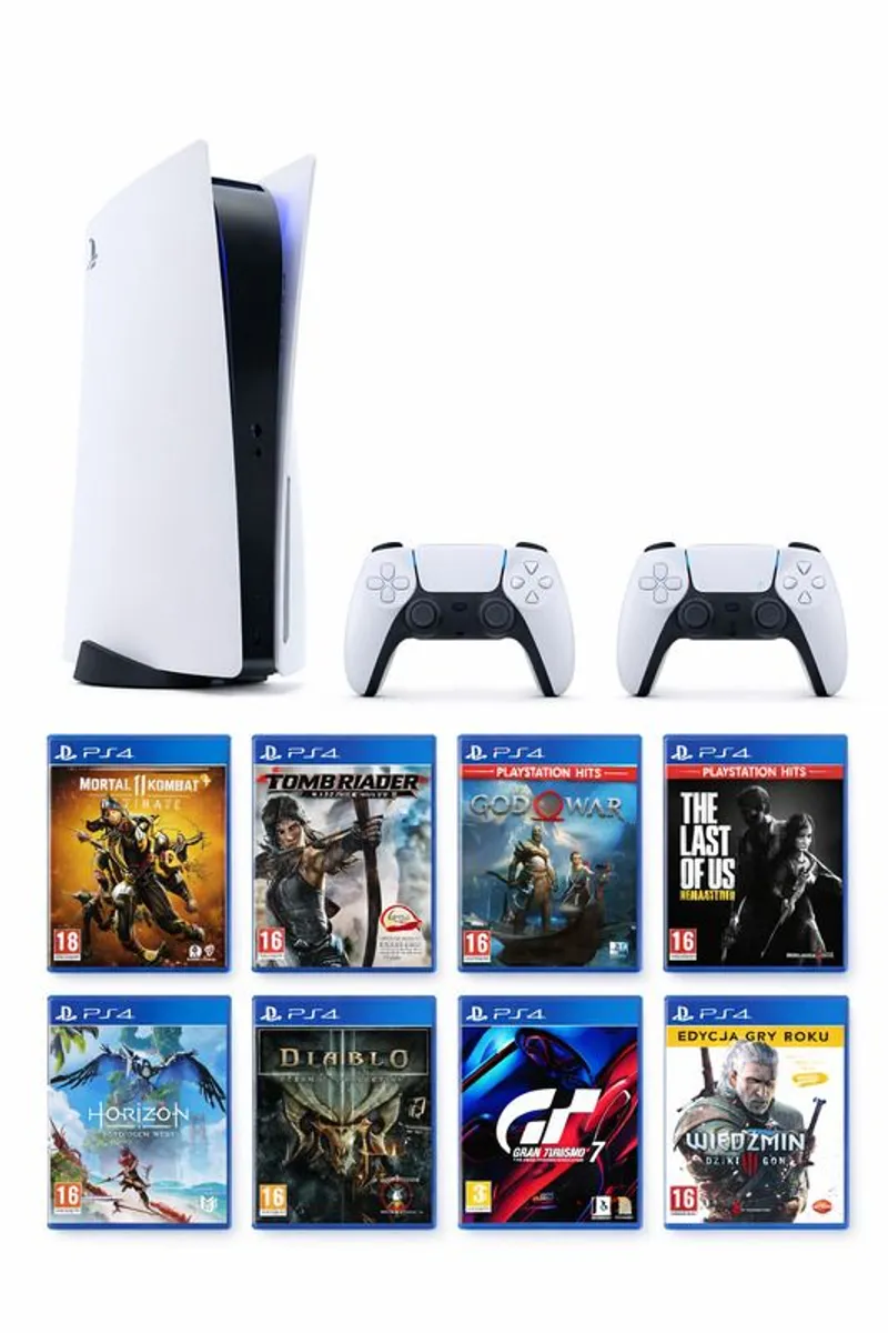 PlayStation 5 Disk + 2 pads + 8 games